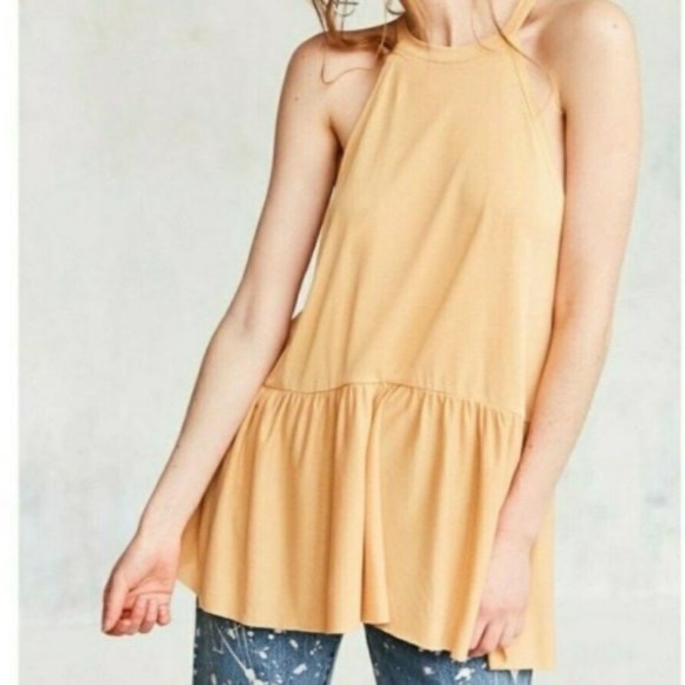 Kimchi Blue Yellow Peplum Halter Tank
